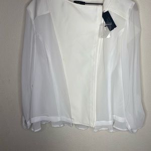 Lane Bryant white zipper Blouse
